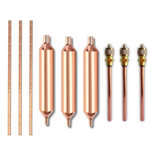 Rinteea Filtro secador de refrigerador con válvula de acceso/servicio, varilla de soldadura de bronce fosforado para reparación de aire acondicionado de refrigeración, fácil de instalar, fácil de usar