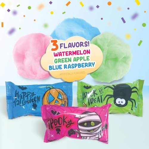 PartyPuffs Cotton Candy Variety Pack – 12 Individually Wrapped .5oz Pouches, 3 Fun Flavors: Watermelon, Green Apple, Blue Raspberry - Perfect for Parties, Birthdays - image 2
