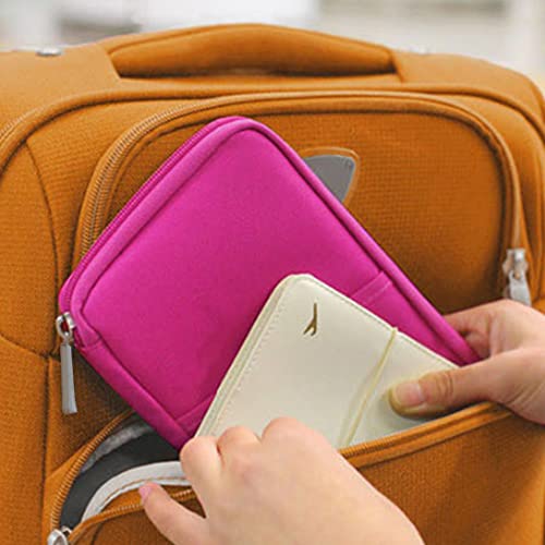 vanki Multi-Functional Fashion Ticket Passport Credit Card ID Document Organizer Holder Bag Purse Travel Pouch Case Cover (Rose Red)4