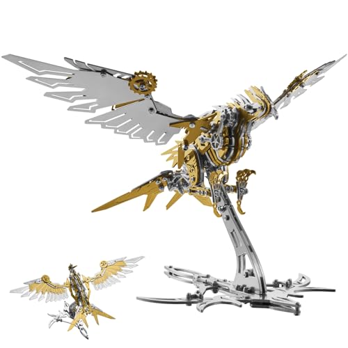 METALSEEK Eagle 3D Metal Model Kits for Adults and Teens,3D Metal Puzzles, Mechanical Assembly Models, Collectible Mechanical Engineering Crafts for Home Office Decoration & Gift (Yellow)