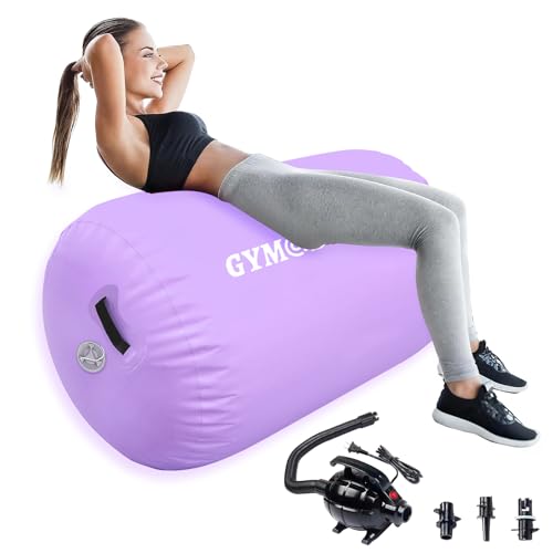 Air Roller Gymnastics Barrel Inflatable Tumbling Roller Air Mat, Air Barrel Gymnastics Tumble Track Mat with Pump for Backhandspring/Training Cheerleading/Yoga/Home and Outdoor Use