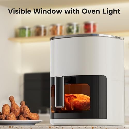 Image of Simple Deluxe 12-in-1 Air Fryer 6.34 Qt, Digital Preset Airfryer with Visible Window, Nonstick and Dishwasher-Safe Basket, Air Fry, Roast, Bake, Dehydrate, Fries, 1700W, Beige
