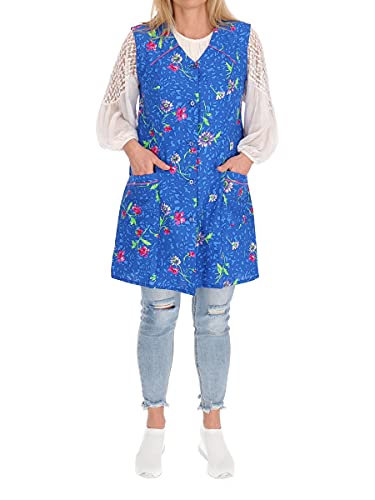 Tablier de cuisine 7/8 Kasack en coton multicolore court sans bras, bleu, 38 Cover