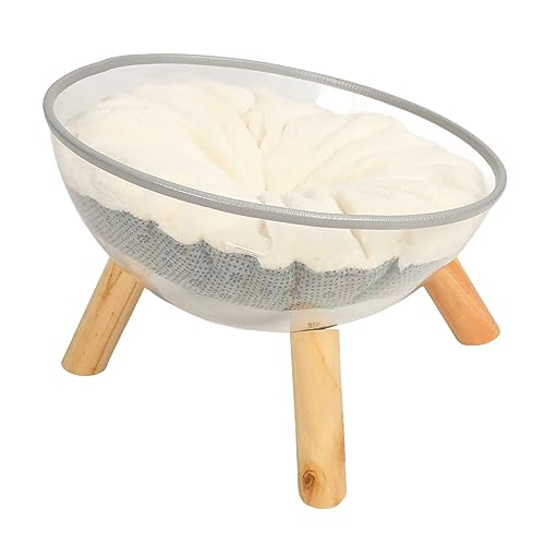Cama para gatos casa transparente elevada de madera pino Cosiki 6