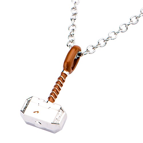 Marvel Comics Thor Hammer Unisex Adult Silver Plated Pendant Necklace. Official Licensed Jewelry, One Size.(Thorhampnk01B) #TOP1