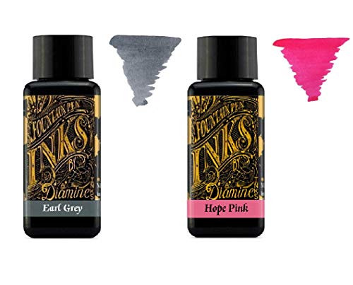Encre pour stylo plume Diamine haute fluidité nuances contrastées Earl Grey Pink