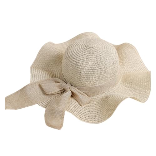 Chapeau de plage surdimensionné en paille pour ombrager le visage avec nœud chic d'été