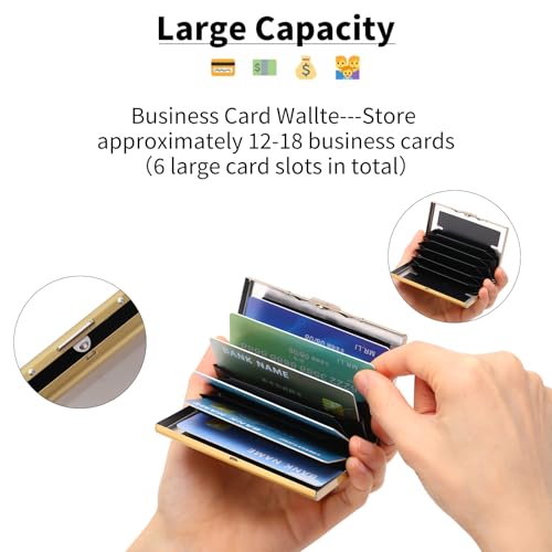 Image of Stainless Steel Credit Card Wallet RFID Blocking Metal Case Pocket Business Card Holder for Women and Men