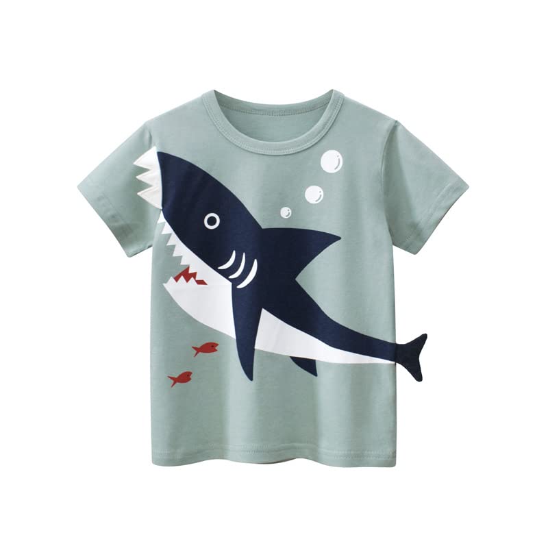 Toddler Baby Boys Shark Graphic Tops Short Sleeve Shark Pattern T-Shirt Kids Novelty Animal Print Tees 2-8T - Main Image