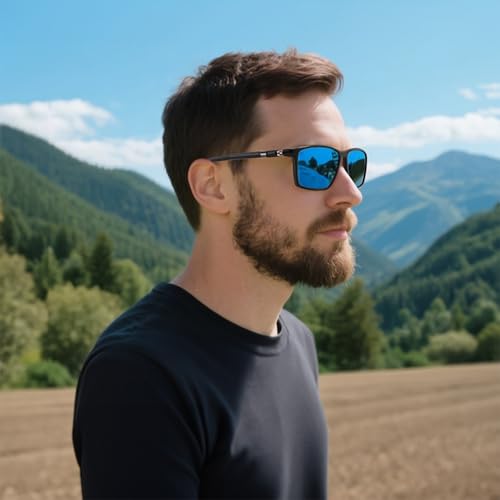 FEISEDY Square Sunglasses For Men Women Retro Trendy Rectangle Classic Sunglasses Fashion Vintage Frame Polarized UV400 B02882