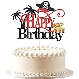 VQOUZVSR pirates Happy birthday cake topper, pirate-themed children's birthday party decorations