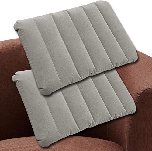 SYCOTEK Almohada para la Espalda Almohada de Viaje Cojín Inflable para Respaldo y Asiento 2 Unidades, Gris