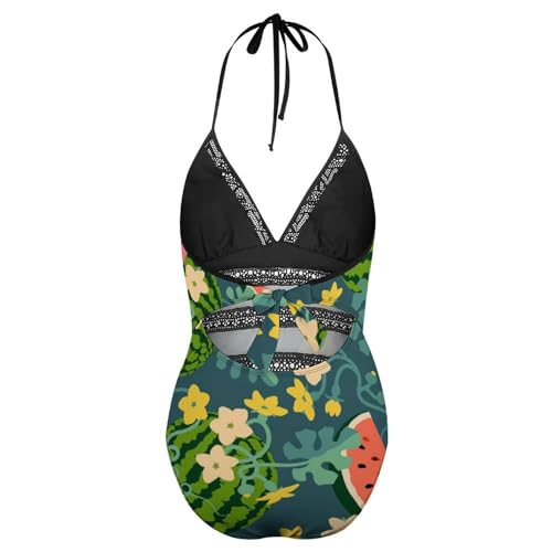 Costume de natation fleur de pastèque avec coupe monokini ajustée et confortable