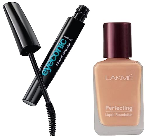 Image of Lakme Eyeconic Lash Curling Mascara- Black, 9ml and Lakme Perfecting Liquid Foundation, Marble, 27ml