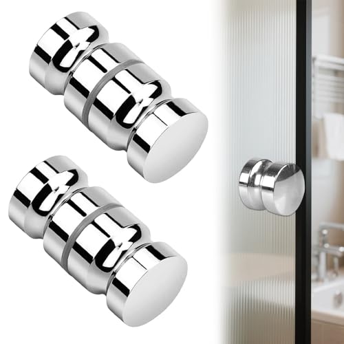 HXSYKJDM Lot de 2 boutons de porte de douche en métal des deux côtés pour porte de douche en verre