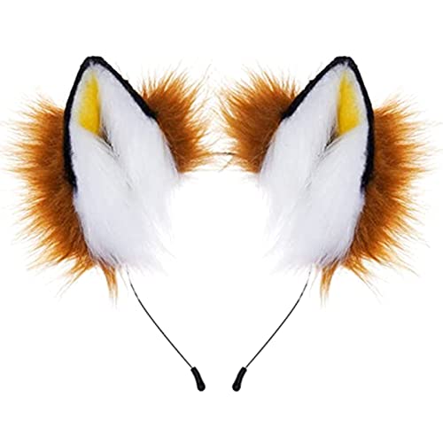 YXCFEWD Fox Costume Fox Ears Therian Tail Set Cat Wolf Ears Fluffy Furry Tail Over 1 Years Old