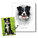 Custom Pet Portrait Canvas Prints - Personalized Dog Memorial Gifts for Owners Lovers Women Men, Canvas Print with Your Photos Pets Picture Watercolor Portraits, Customized Cat Wall Art 8x10’’
