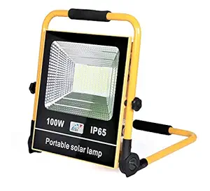 RealBuy Rechargeable Solar LED Flood Light 100W with 15000 mAh LiFePo4 Battery (Cool White 6500k)(Acrylonitrile Butadiene Styrene;Aluminium)