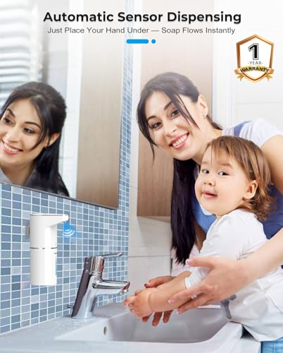 Image of Automatic Soap Dispenser, Sensor Hand Wash Dispenser with 3-Speed Adjustable Foaming Handwash Dispenser, 1200mAh Battery with Auto-Clean, Touchless for Home Bathroom, Office, Kitchen(Liquid)