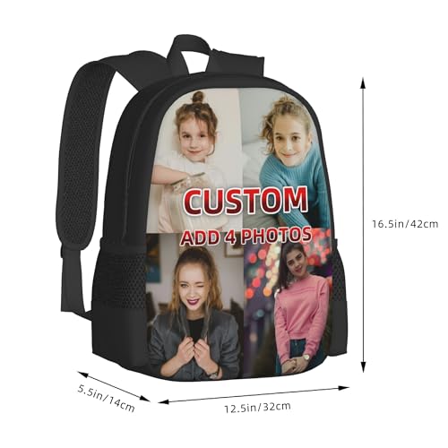 Custom Backpack Add Your Name Text Logo Photos Personalized Casual Sports Backpacks For Work Travel Camping Bags (Minimalist backpack(Add 4 photos))2