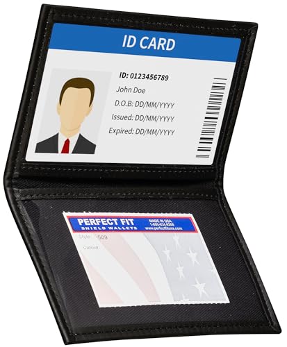 Perfect Fit Shield Wallets Slim Dress Leather 2 ID Windows Wallet Bifold