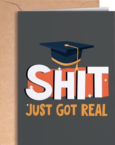 Funny graduation card with envelope for him or her | Original congratulatory present for a...
