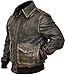 Prime-Fashion Mens A-2 Vintage Distressed Leather Jacket - WW2 USAF Flight Pilot Aviator Brown Leather Bomber Jacket, Small
