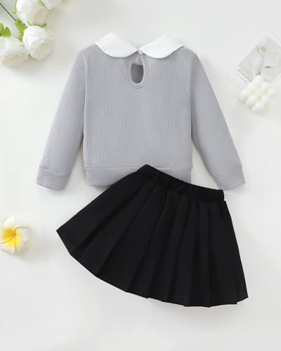 Image of Renotemy Toddler Girls Outfits Winter Little Girl Clothes Skirt Set 18M-6Y | Girls Christmas Fashion 2 Piece Outfit,Fall Knit Sweater and Skirt Set,Holiday Thanksgiving Dress Back to School Essentials