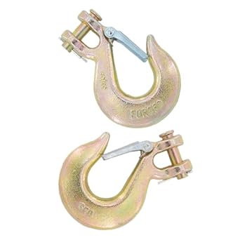 3/8 Inch Clevis Slip Hook (Set of 2), G70 Tow Chain Clevis Grab Hook with Safety Latch, Heavy Duty Forged Steel for Trailer Truck Transport Tow Chain Hook-18,000lbs Capacity