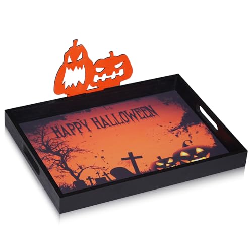 Krismax Halloween Decorations Decorative Serving Trays and Platters Pumpkin Tray - Snacks Bowl Candy Dish - for Breakfast, Lunch, Dinner, Appetizers - Food Tray