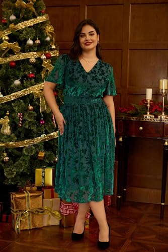 Image of TIYOMI Plus Size Velvet Dress for Women Formal Cocktail Satin Dresses for Wedding Guest XL-5XL (14W-28W)