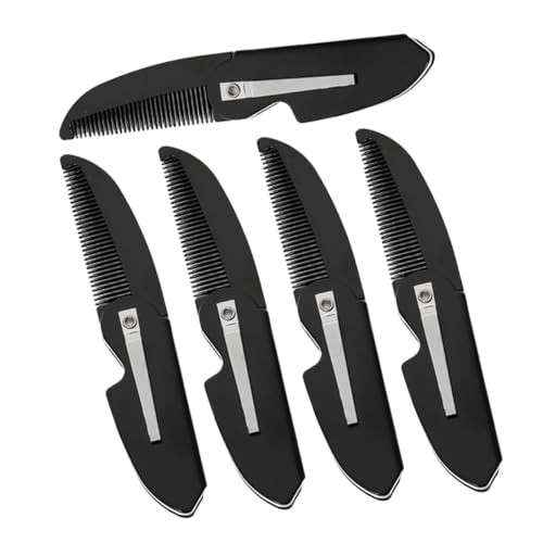 IWOWHERO 5 Piezas Pequeño Peine para y Bigote Peine de Bolsillo Portátil para Hombre Plástico Resistente Suave para Viajes y Cuidado Diario del Facial