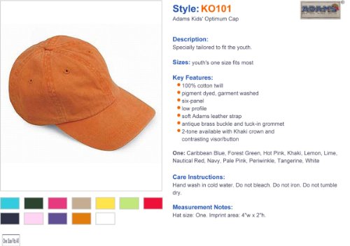 Adams Youth Pigment-Dyed Cap. OS HOT PINK3