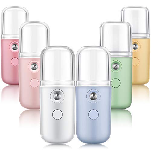 6 Pieces Nano Sprayer Nano Facial Mister Mist Sprayer Handy Nano Facial Mister Mini Facial Steamer USB Rechargeable Nano Facial Mister for Skin Care