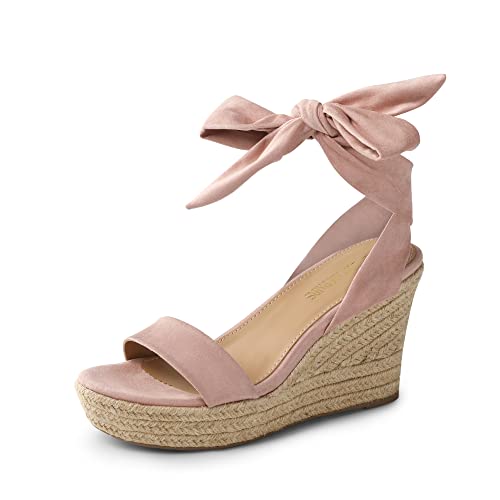 Image of DREAM PAIRS Women's Espadrille Wedge Sandals | Espadrilles wedges tie lace up sandals,Ankle strap platform dressy shoes,Comfortable open toe sandals