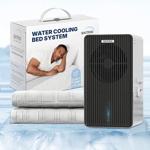 SAITRIO Cooling Mattress Pad Active Hydro-Powered Bed Cooling System for Night Sweats Menopause & Hot Sleepers - Ultra-Thin Mattress Topper Quiet & Clean Double/Full Size (55x63 Pad)