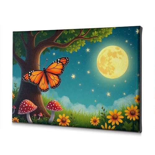 Toile papillon clair de lune pour decoration de salle de bain 40x60 cm