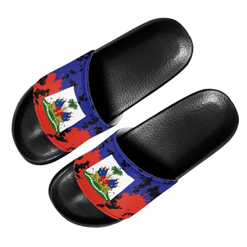 Flag of Haiti Beach Slippers for Women Cloud Slides Size 5 Shower Shoes Women Non Slip Adult Quick-Dry House Shoes2