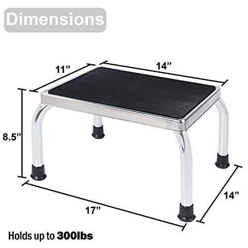 Vaunn Medical Foot Step Stool With Anti-Skid Rubber Platform, Chrome Plated Stool #TOP2