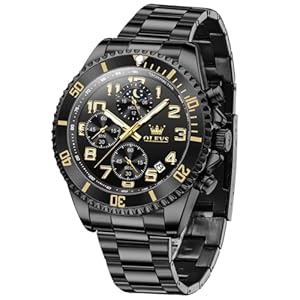 OLEVS Watches for Men Chronograph Luxury Dress Stainless Steel Waterproof Mens Watches Moon Phase Luminous Business Calendar Wrist Watch Blue/Black/Green/Gold/Face