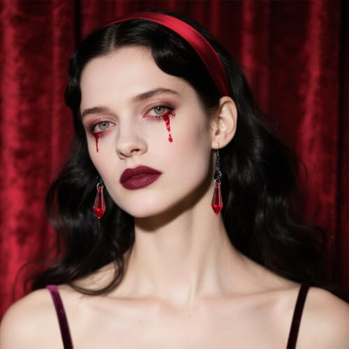 Gothic Earrings Black Halloween Dangle Earrings Goth Jewelry for Women Punk Rock Style Dark Bat Red Blood Earrings Cosplay Accessory4