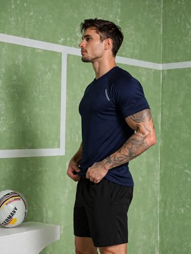 Image of Kvetoo Mens Dry Fit Gym T Shirt Quick Dry Sweat Proof Breathable Workout Tee Muscle Fit Athletic Sports T Shirt for Gym Running Training