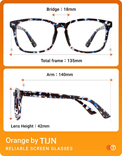 TIJN Blue Light Blocking Glasses for Women Men Clear Frame Square Nerd Eyeglasses Anti Blue Ray Computer Screen Glasses