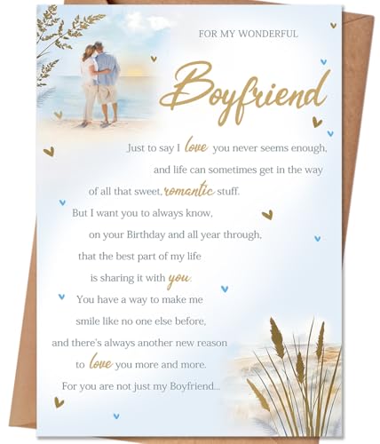 HEJOYN Boyfriend Birthday Card, Happy Birthday Card Gifts for Boyfriend