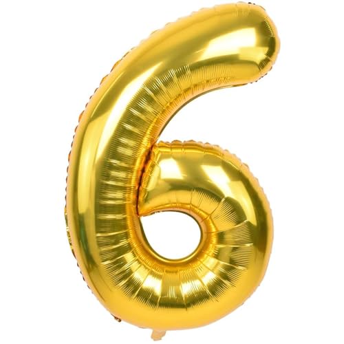 UKKQES 81CM Gold Large Numbers Balloons0-9,Number 0 Digit Helium Balloons,Foil Mylar Big Number Balloons for Birthday Party Supplies Decorations (6)