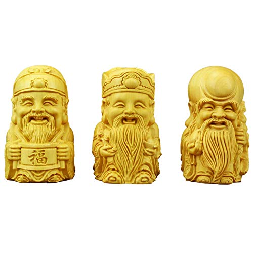 Statue Fu Lu Shou en buis : le trio Feng Shui incontournable pour harmoniser votre salon