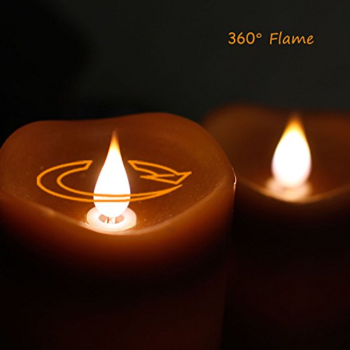Image of 3D Moving Flame Led Candle With Timer, Dancing Flame Led Candle for Home Halloween Decoration, 3x5 Inch, Brown