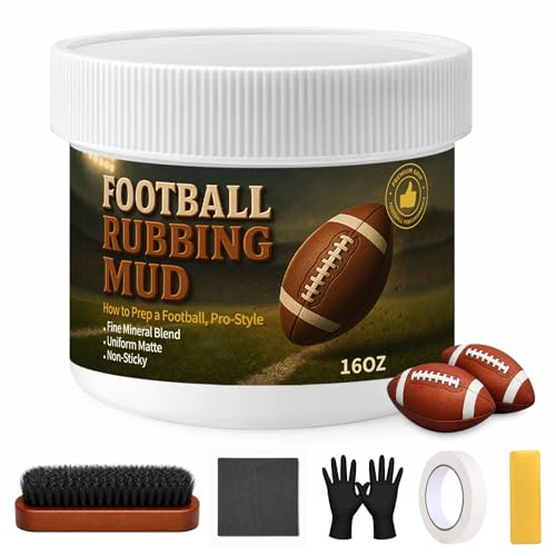 ZUAON 16oz Football Rubbing Mud Kit Baseball Mud Prep Kit with Brush Towel Gloves Tape & Scraper Leather Football Conditioner
