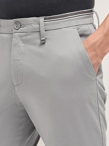 Image of Men's Grey Cotton Straight Fit Casual Trouser