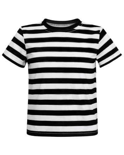 Prebene Boys Striped T Shirt, Pugsley Addams Shirt, Kid's Halloween Costumes, Mime, Bank Robber T-Shirts
